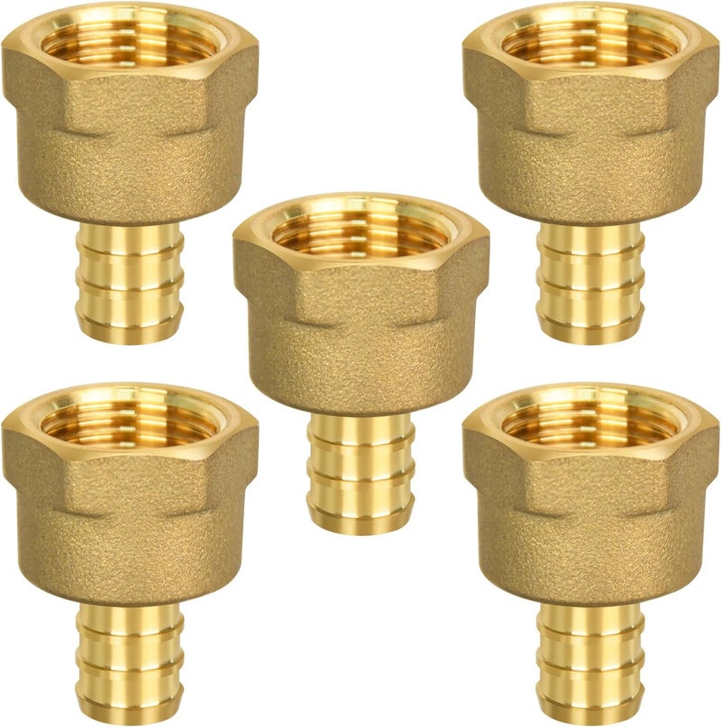 Ruby Q 5 Pack PEX 1/2" x 1/2" NPT Female Fittings, Full Port for PEX pipes in plumbing jobs - Image 1